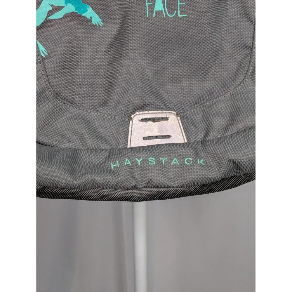The North Face Haystack Backpack Gray Teal Laptop School Travel 21x15x6.5